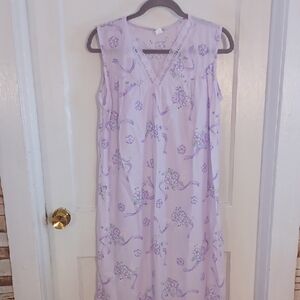 Lavender Floral Chemise Long Night Gown Sise Medium